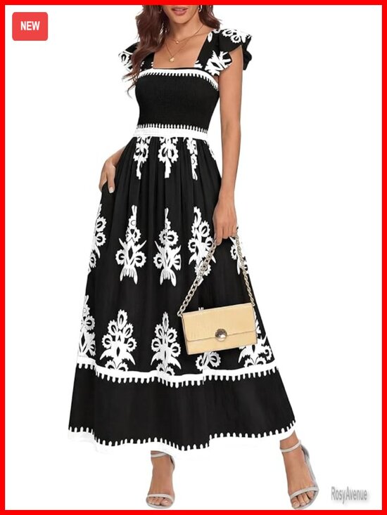 Dresses & Skirts - Sleeveless Square Neck Maxi Dress with Pockets